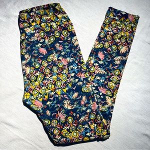 LuLaRoe Navy Blue Multicolor Floral Leggings